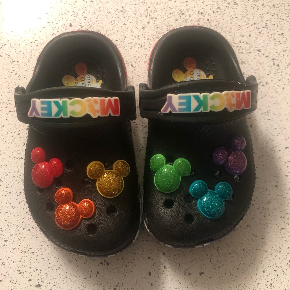 Mouse Kids Clogs - Black with Multicolor Accents